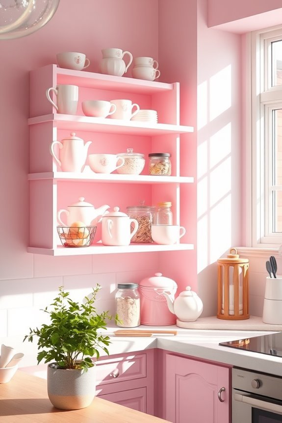 cozy pink shelf decor
