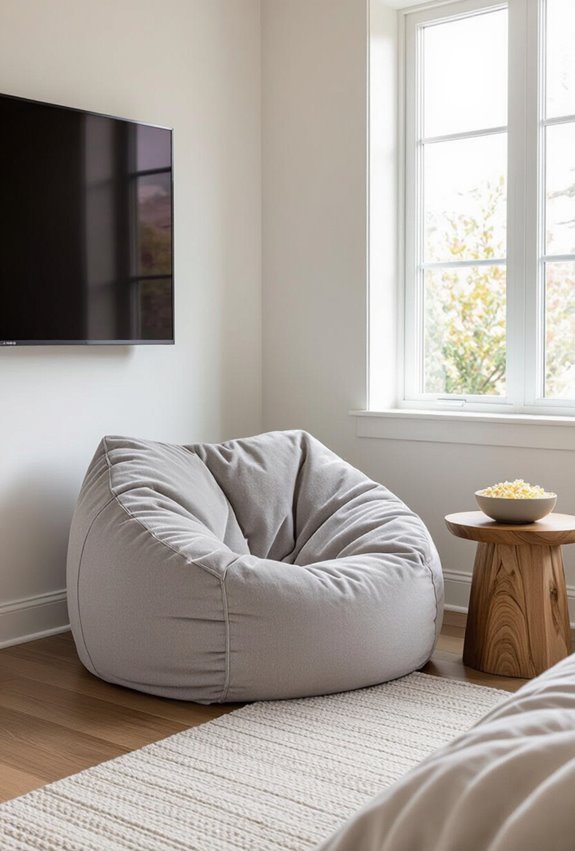 cozy projector backed floor seating