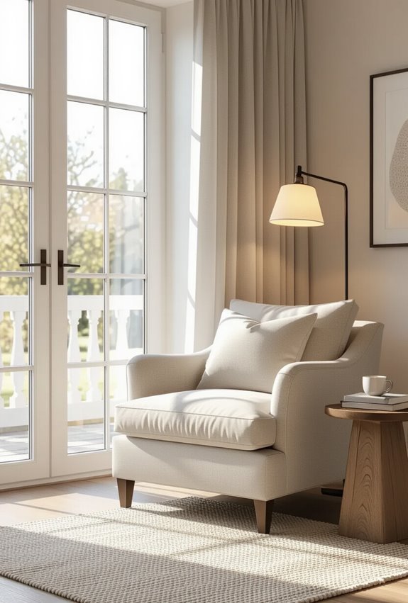 cozy reading corner with lamp