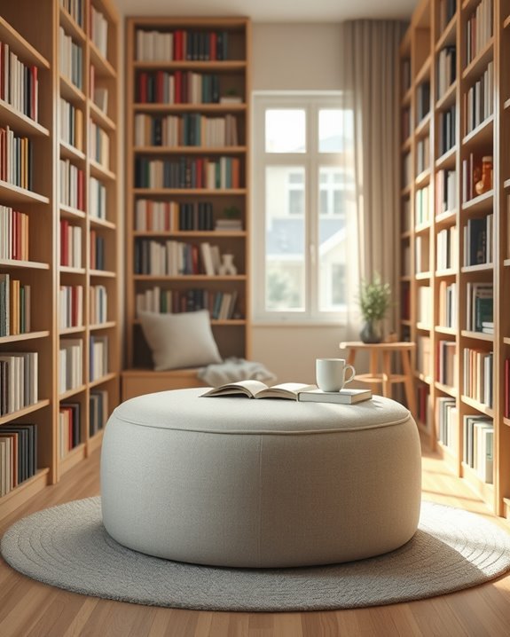 cozy round ottoman reading nook