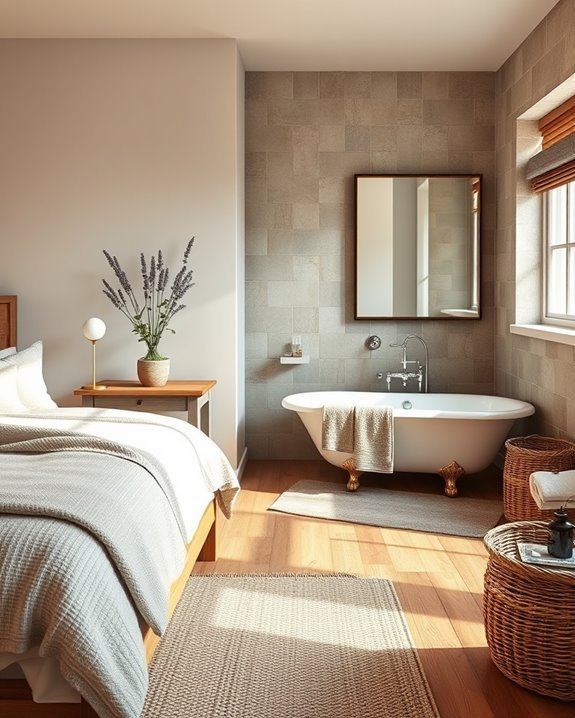 cozy rustic bedroom bathroom retreat