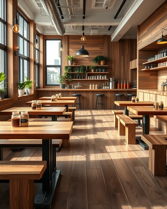cozy rustic burger ambiance