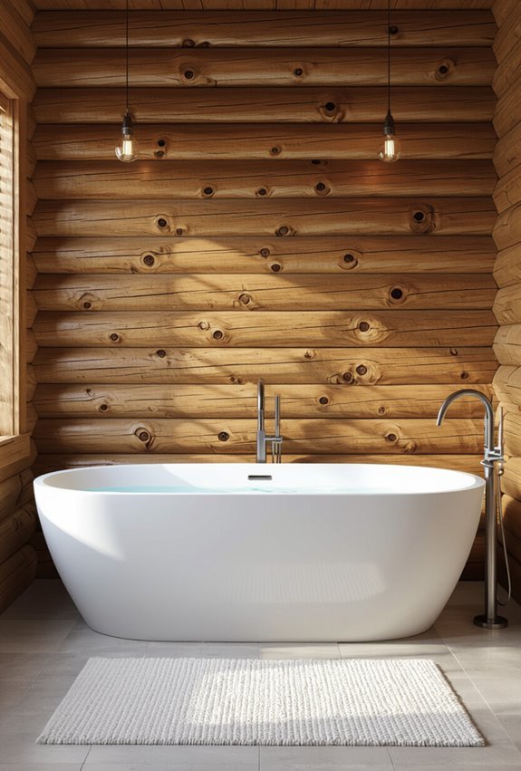 cozy rustic log bathroom