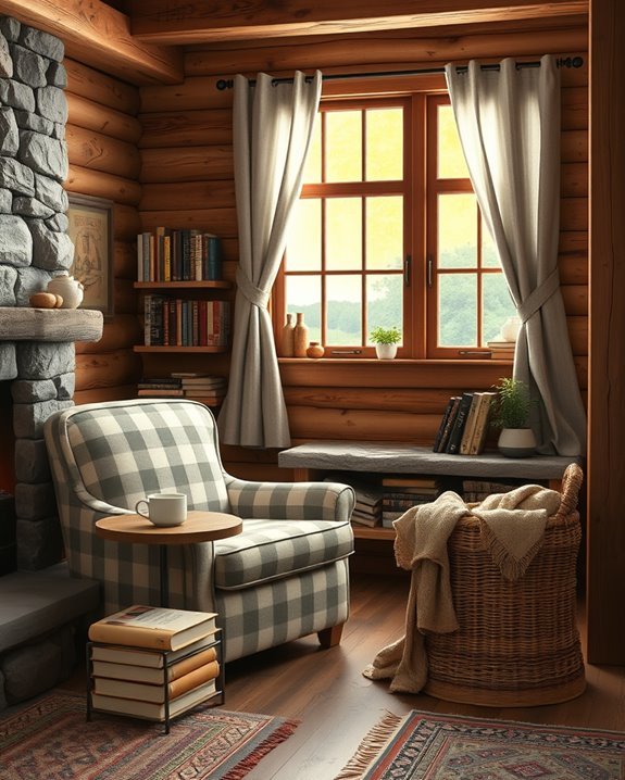 cozy rustic reading nook