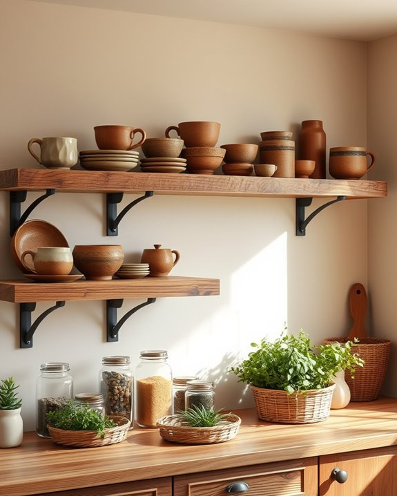 cozy rustic wooden shelves