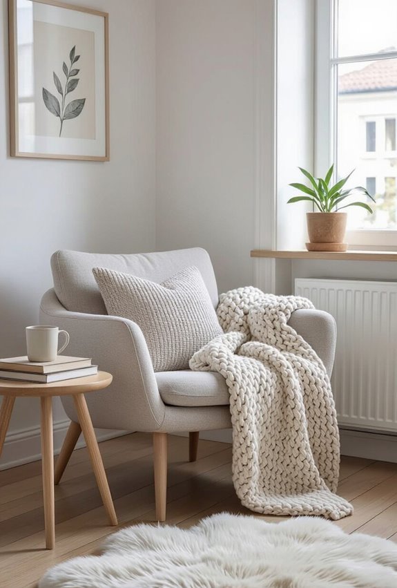 cozy scandinavian reading nook