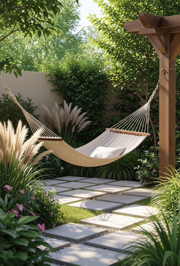 cozy shaded hammock reading nook