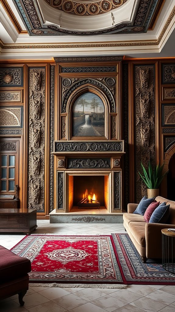 cozy statement fireplace design