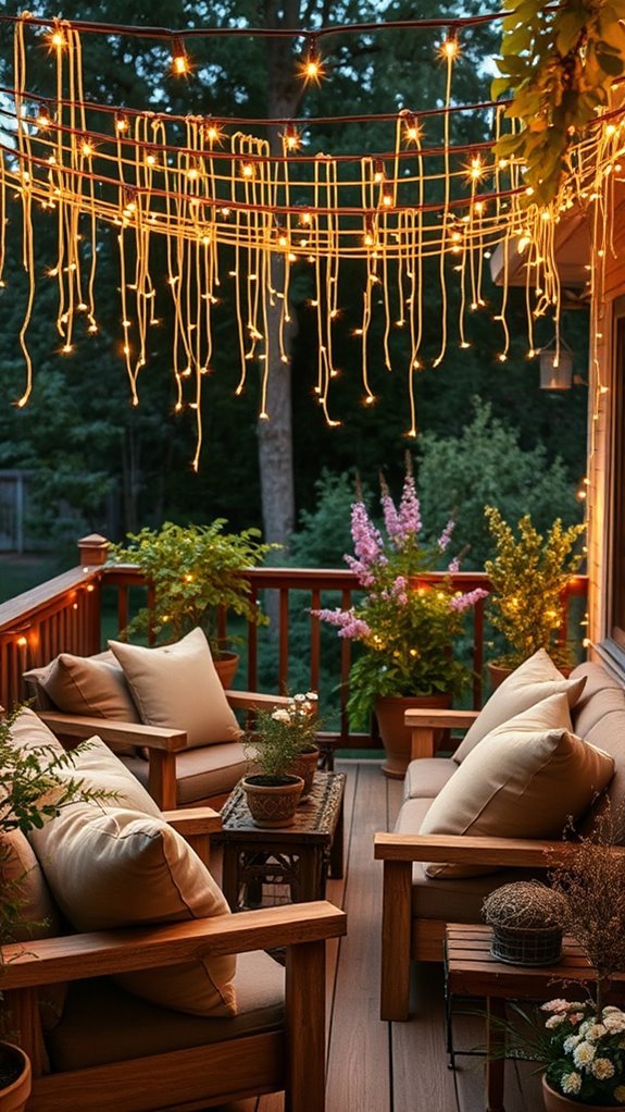 cozy string lights ambiance