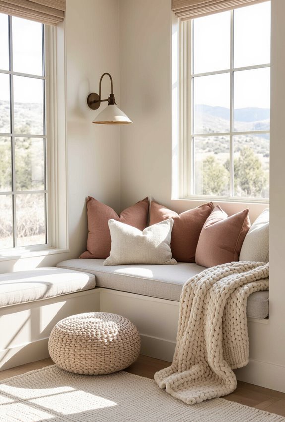 cozy sunlit cushioned reading nook