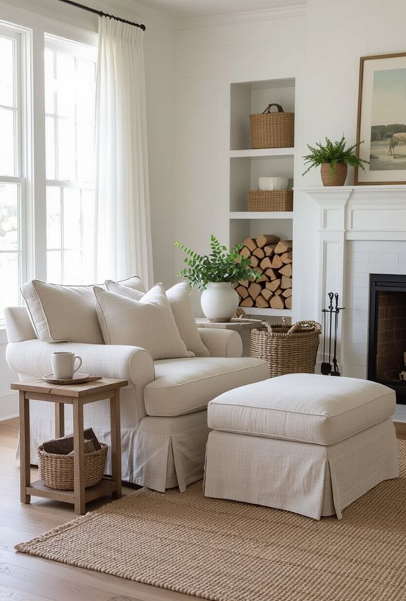 cozy sunlit farmhouse reading nook