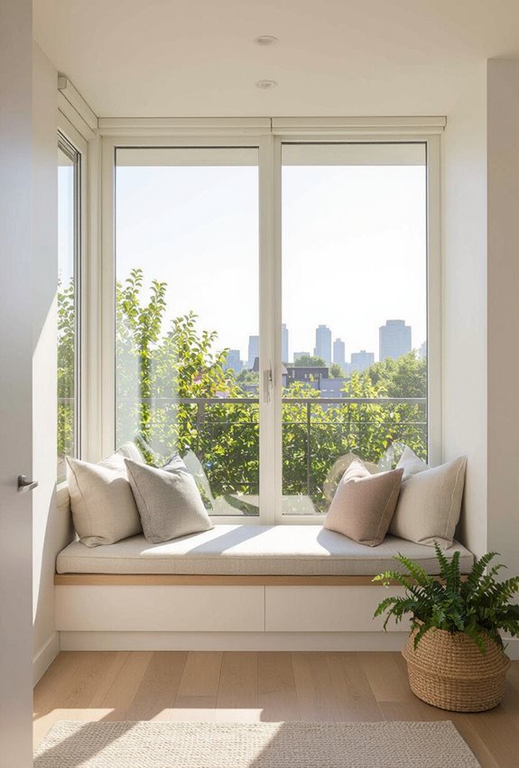 cozy sunlit window seat
