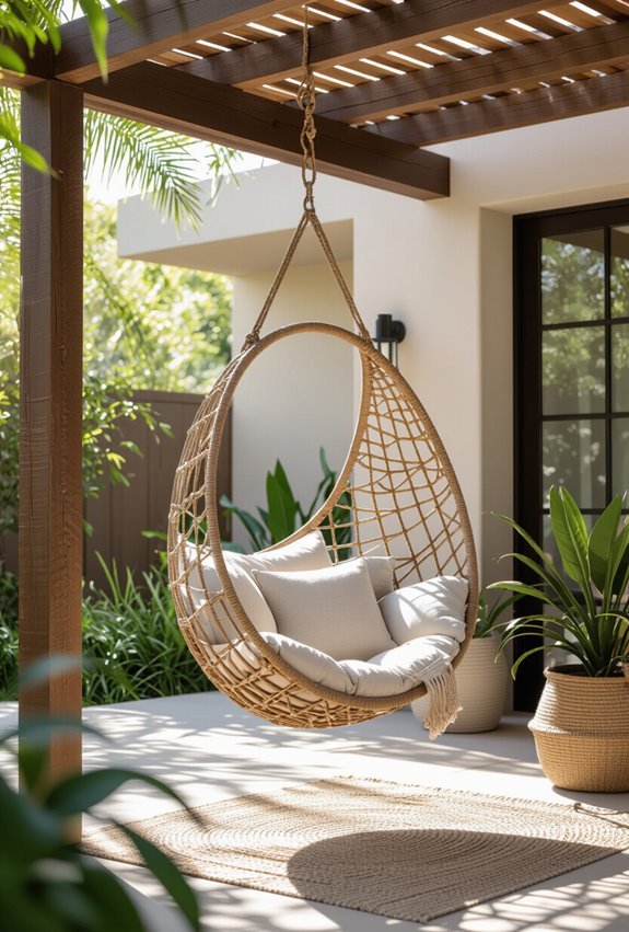 cozy suspended outdoor lounging nook