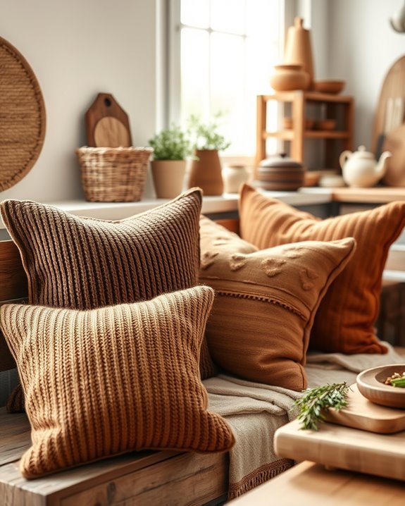 cozy textured brown pillows