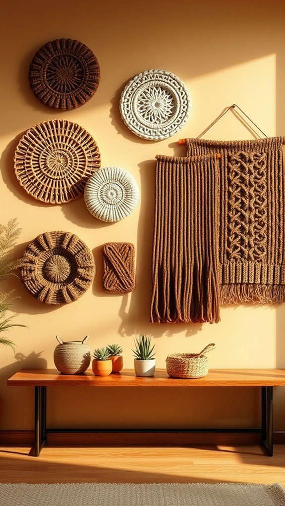 cozy textured knit wall hangings