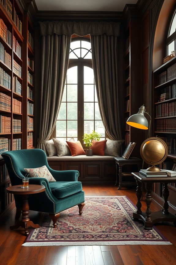 cozy vintage library retreat