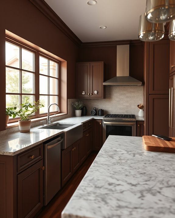 cozy warm chocolate kitchen