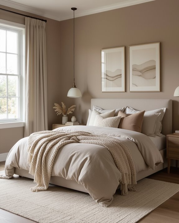 cozy warm taupe bedroom