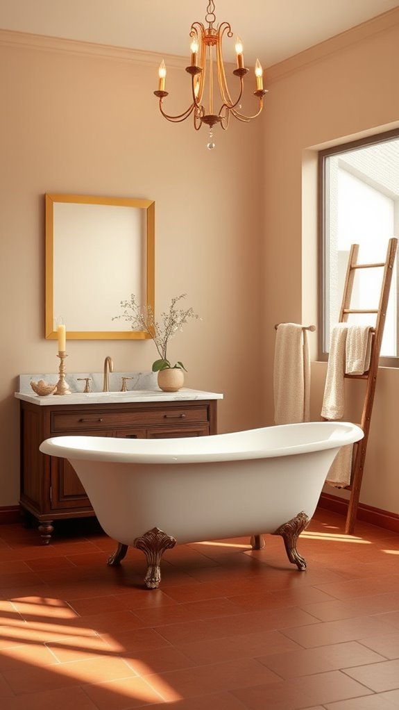 cozy warm toned bathroom retreat