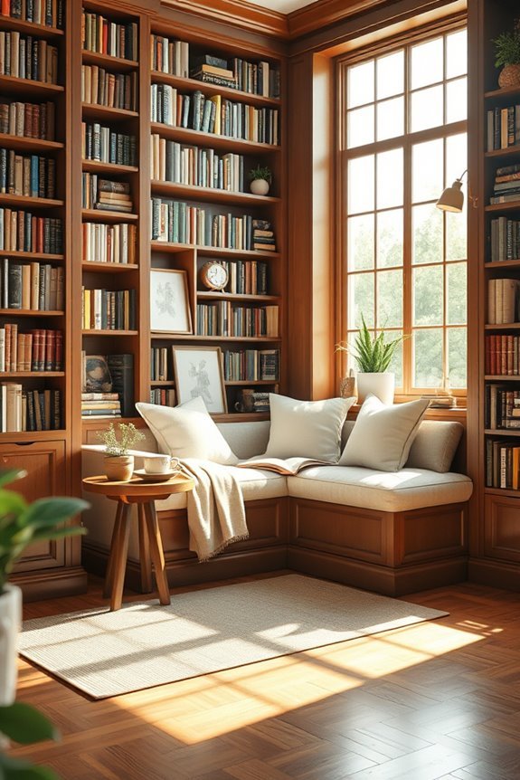 cozy window seat library