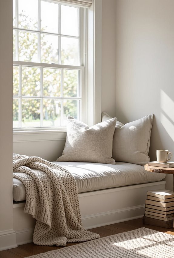 cozy window seat reading corner