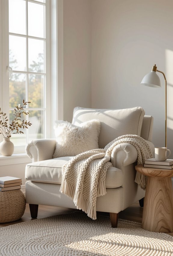 cozy window seat reading nook