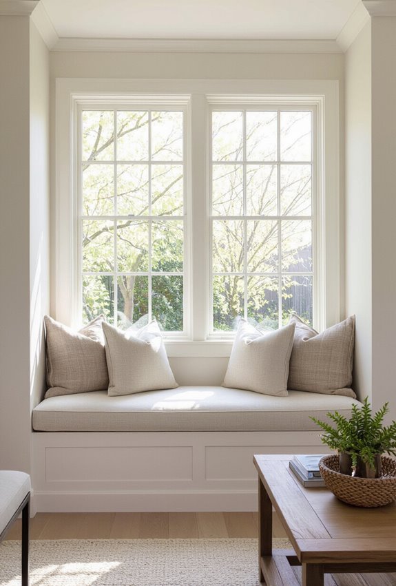 cozy window seat reading nook
