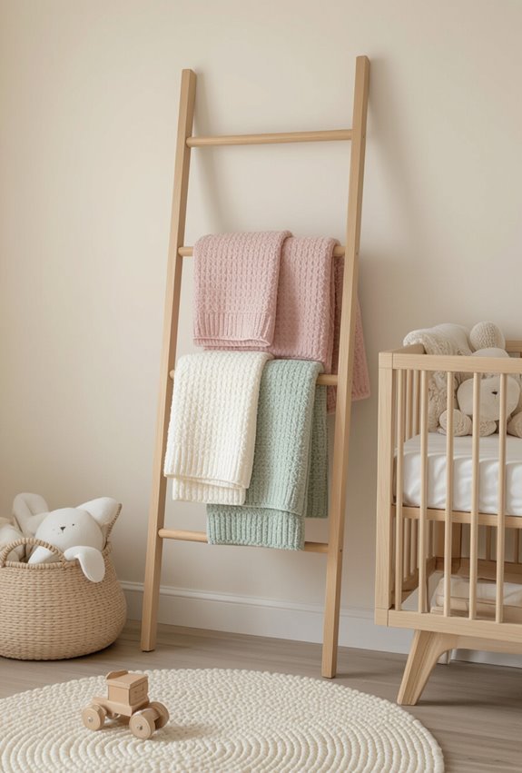 cozy wooden blanket ladder