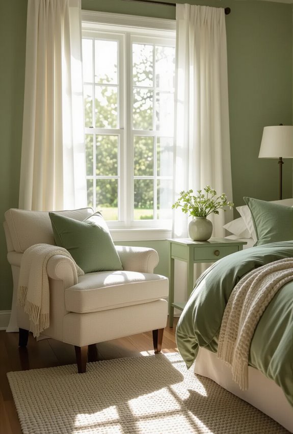 cream chairs soften sage green