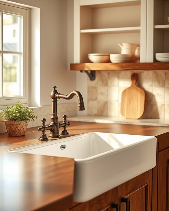 cream sink brown fixtures