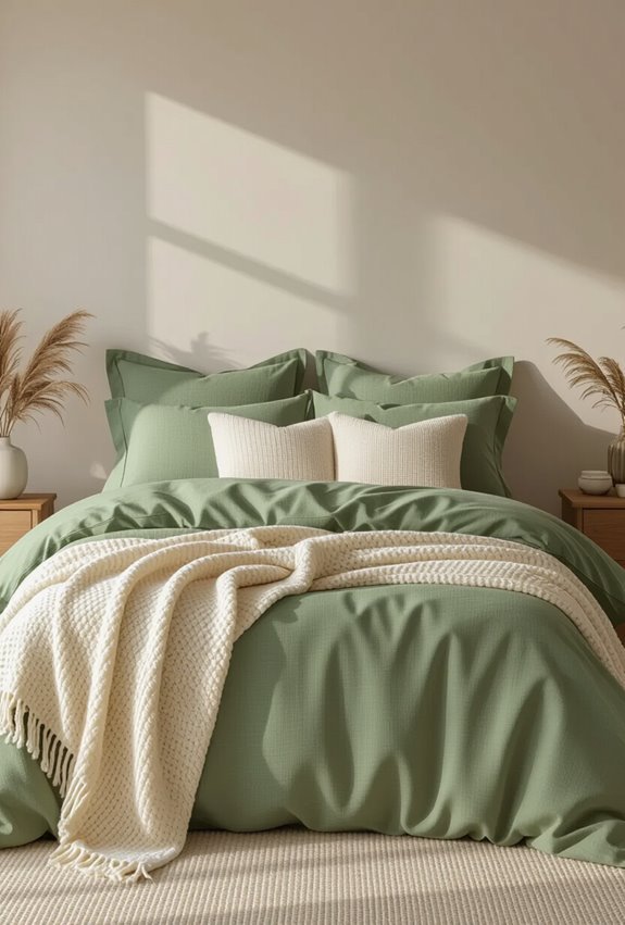 cream throws textured pillows