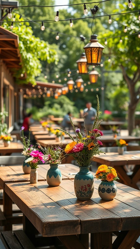 creative outdoor dining centerpieces