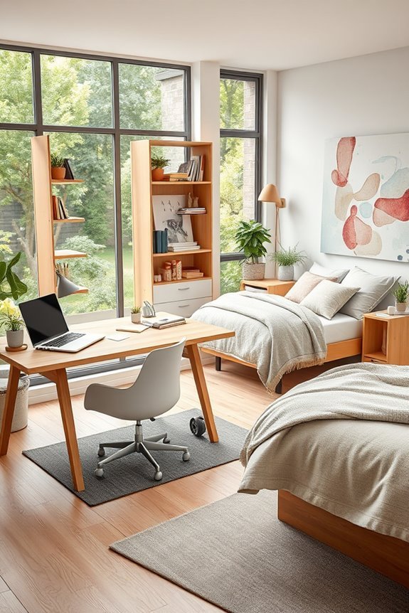 creative workspace with bed