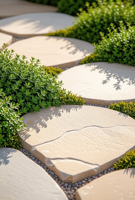 creeping plants soften flagstones