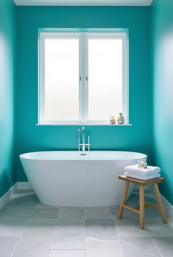crisp aqua coastal bathroom vibe