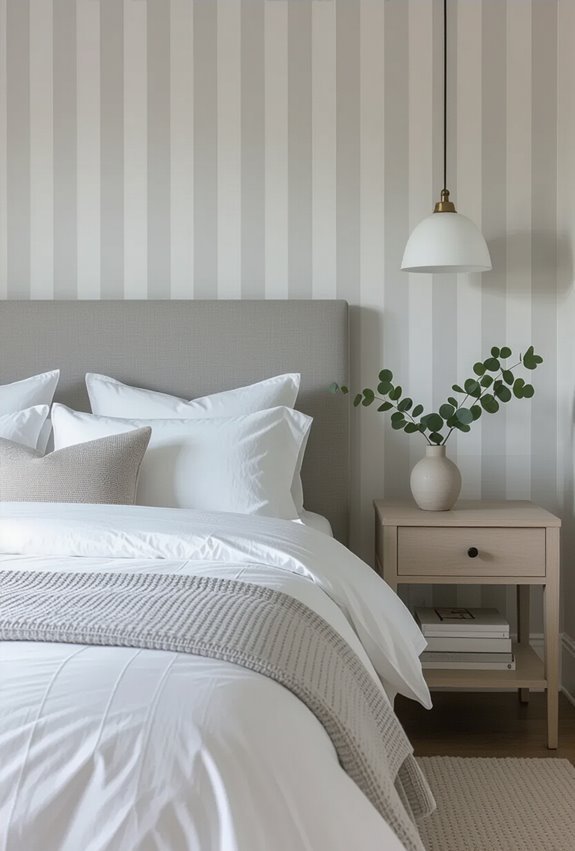 crisp grey and white striped backdrop