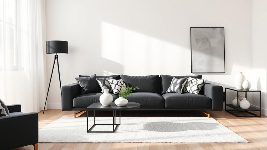 crisp whites enhance modern contrast