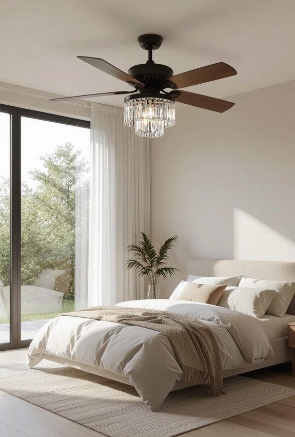 crystal infused chandelier ceiling fan