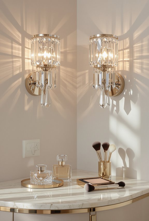 crystal sconces create sparkle