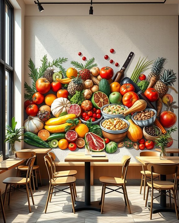 culinary masterpieces mural display