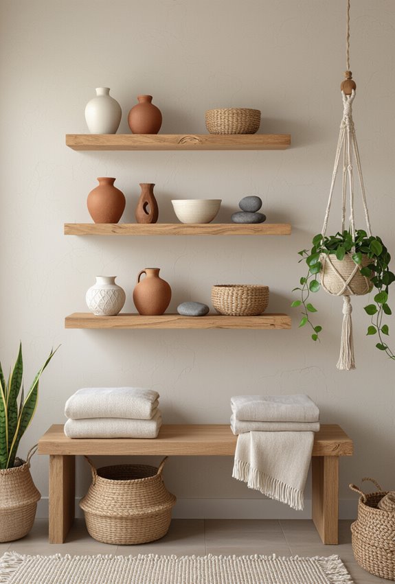 curated asymmetrical floating shelf display