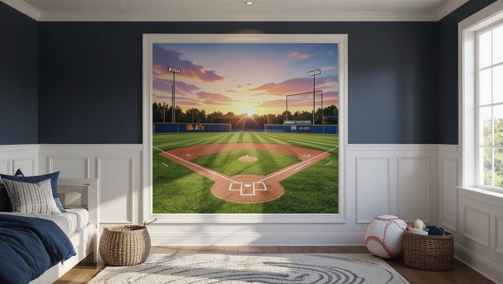 curated baseball mural accents