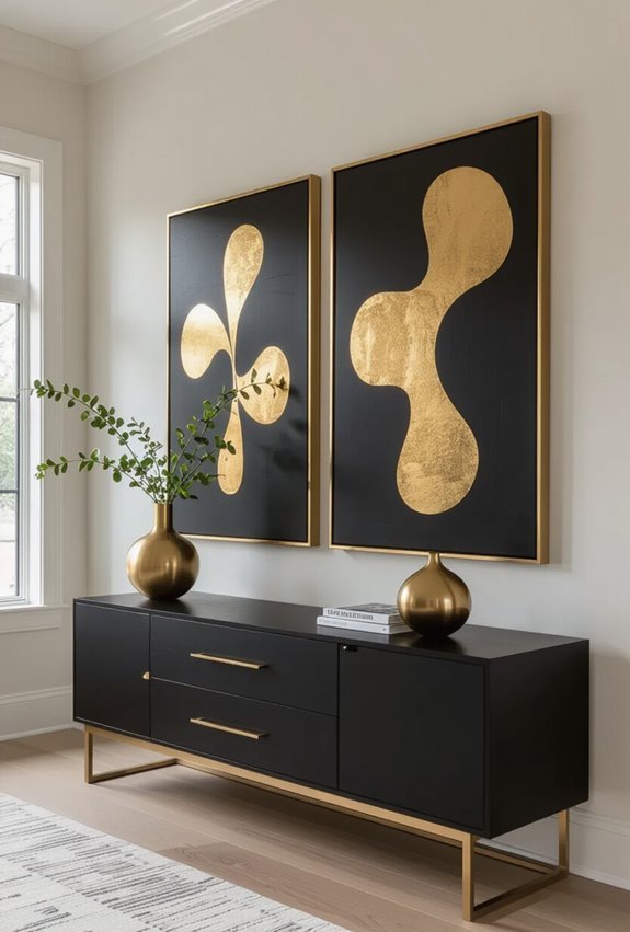 curated black and gold display