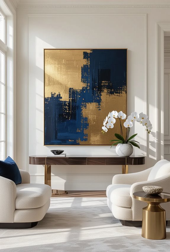 curated contrasting scale luxe artworks