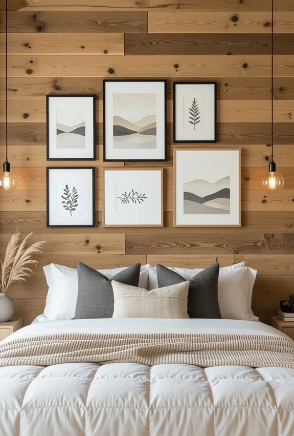 curated framed gallery on wood