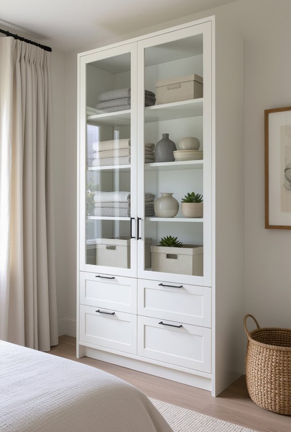 curated glass front display cupboards