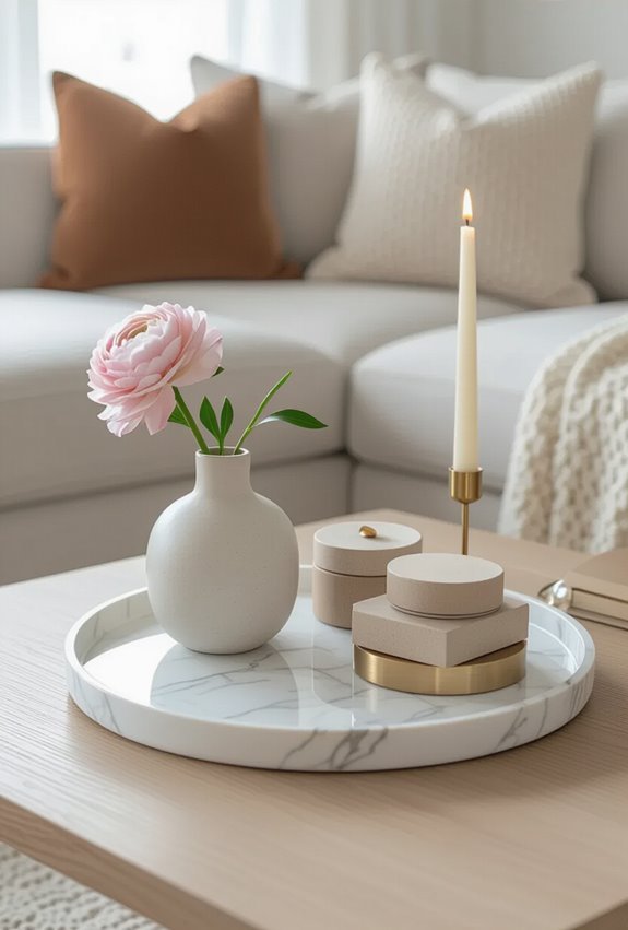curated layered decorative throw trays