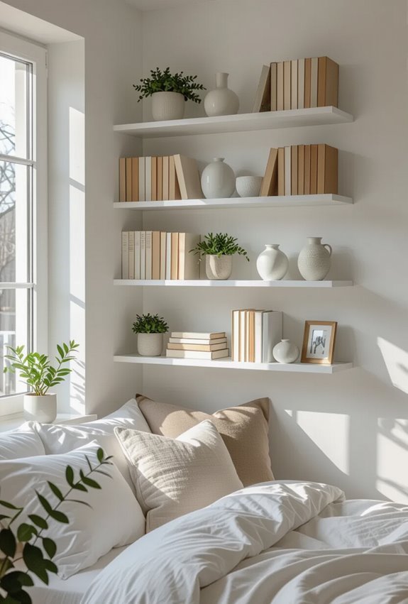 curated layered open shelf styling