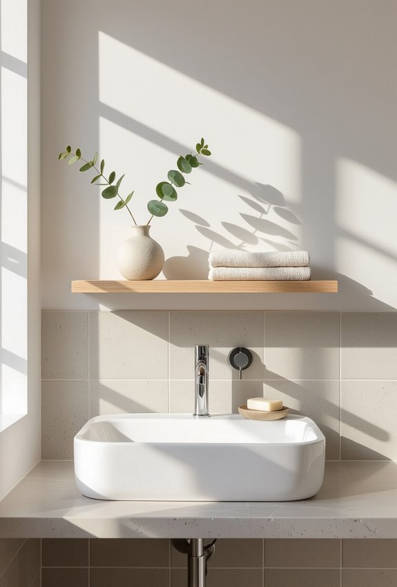 curated minimal open shelving