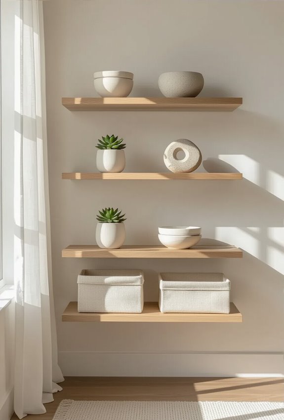 curated minimalist open shelfing